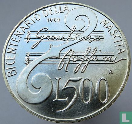 Italië 500 lire 1992 "200th anniversary Birth of Gioachino Rossini" - Afbeelding 1
