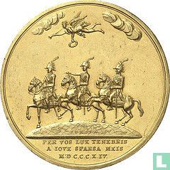 Russia, Prussia, Austria (Triple Alliance)  Treaty of Paris  1814 - Gold - Image 1