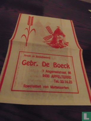 Broodzak bakkerij gebr De Boeck (André en Herman) Appelterre