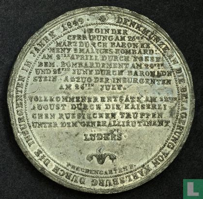 Germany  Siege of Karlsburg Medal  1849 - Pewter - Image 2