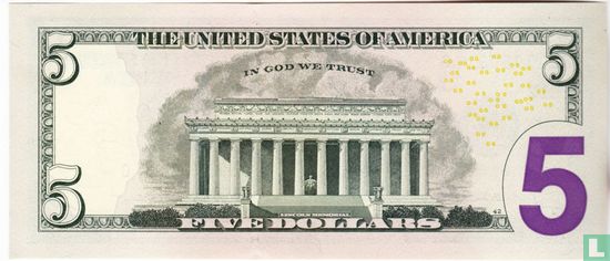 États-Unis 5 dollars 2009 L - Image 2