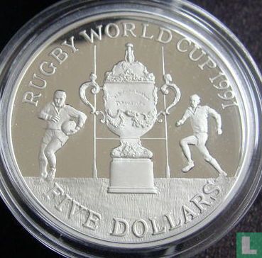 Nieuw-Zeeland 5 dollars 1991 (PROOF) "Rugby World Cup" - Afbeelding 2