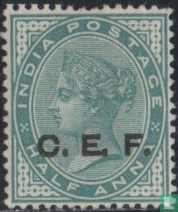 Königin Victoria mit Aufdruck C.E.F.