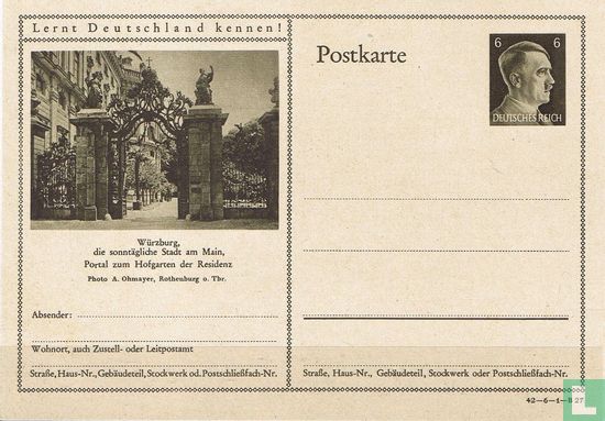 Briefkaart Wurzburg 1942