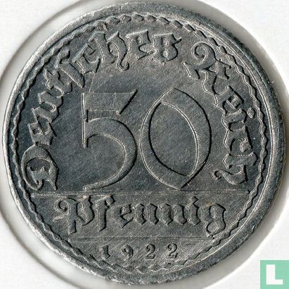 Duitse Rijk 50 pfennig 1922 (E) - Afbeelding 1