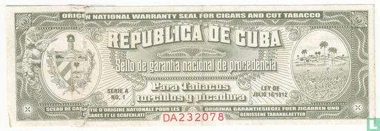 Origin National Warranty Seal  for Cigars and Cut Tabacco