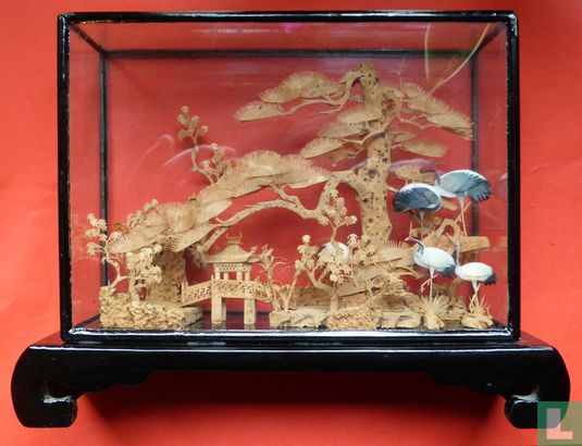 Chinees  landschap in kurk  Diorama  - Afbeelding 1