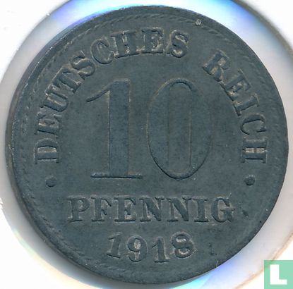 Empire allemand 10 pfennig 1918 (zinc) - Image 1