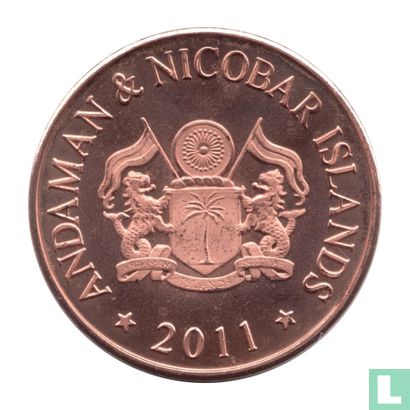Andamanen en Nicobare 0.25 Rupee (25 Paise) 2011 (Copper Plated Brass - Prooflike) - Bild 2