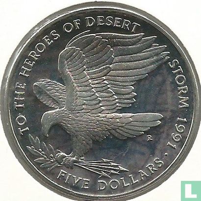 Marshallinseln 5 Dollar 1991 "To the Heroes of Desert Storm" - Bild 1