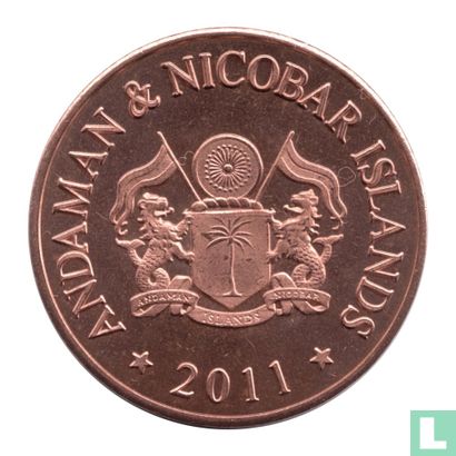 Andamanen en Nicobare 0.5 Rupee (50 Paise) 2011 (Copper Plated Brass - Prooflike) - Afbeelding 2