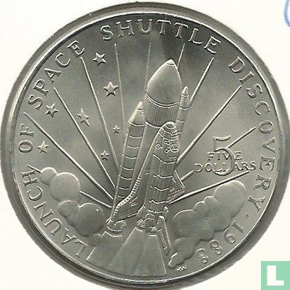 Marshall Islands 5 dollars 1988 (without M) "Launch of Space Shuttle Discovery" - Image 1