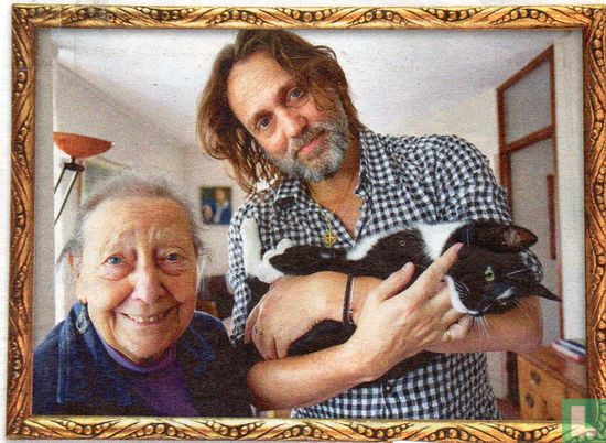 Hugo Borst met moeder en kat Tijger