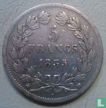 Frankrijk 5 francs 1835 (BB) - Afbeelding 1