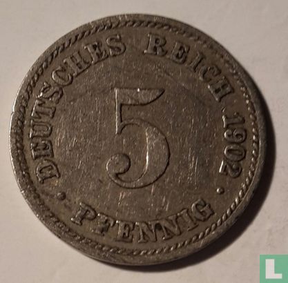 Duitse Rijk 5 pfennig 1902 (D) - Afbeelding 1