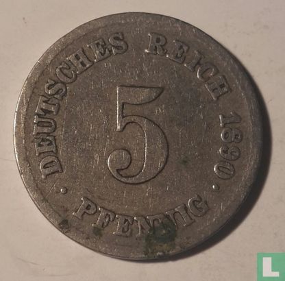Duitse Rijk 5 pfennig 1890 (F) - Afbeelding 1