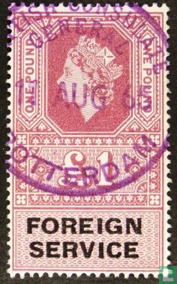La reine Elizabeth II. Courrier officiel portant la mention "Foreign service"