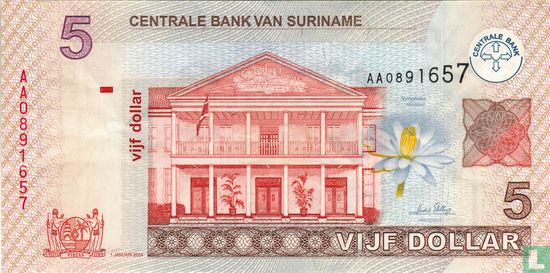 Suriname 5 Dollars 2004 - Image 1