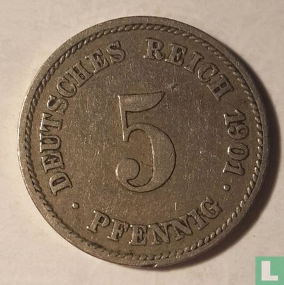 Empire allemand 5 pfennig 1901 (J) - Image 1