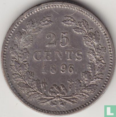 Nederland 25 cents 1896 - Afbeelding 1