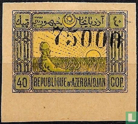  Stamp Azerbaijan with overprint