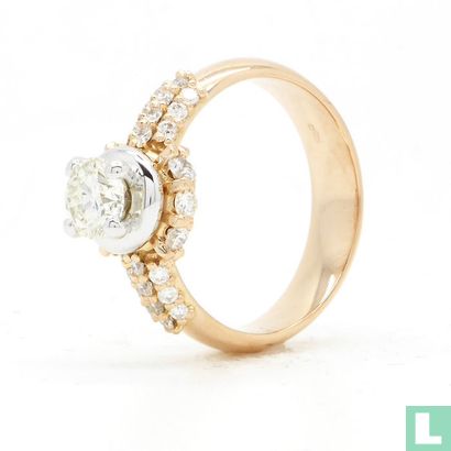 18k bicolor gouden ring met 1.29 ct. aan diamant - Afbeelding 2