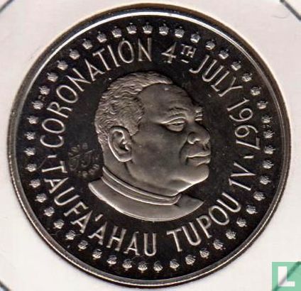 Tonga 50 seniti 1967 (BE - avec contremarque) "Coronation of Taufa'ahau Tupou IV" - Image 1