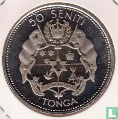 Tonga 50 seniti 1967 (BE - avec contremarque) "Coronation of Taufa'ahau Tupou IV" - Image 2