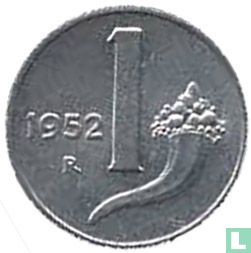 Italy 1 lira 1952 - Image 1