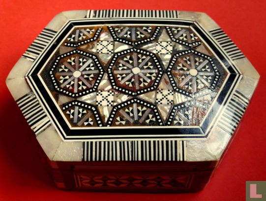 Geometrisch Mozaïek Juwelendoosje ingelegd met Parelmoer- Zeshoekig - Bild 1