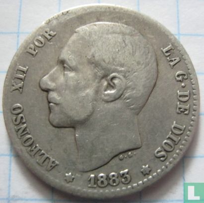 Spanje 1 peseta 1883 - Afbeelding 1