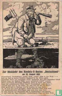 Zur Rückkehr des Handels-U-Bootes „Deutschland" am 23. August 1916.