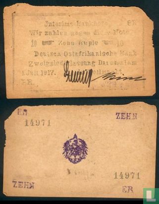 Deutsch-Ostafrika, 10 Rupien July 1, 1917