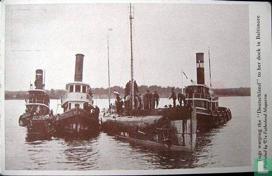 Tugs warping the Deutschland to her dock in Baltimore