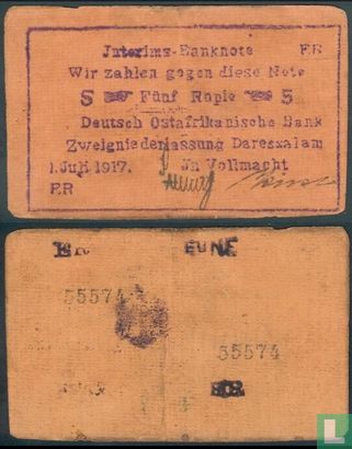 Deutsch-Ostafrika, 5 Rupien 1 juli 1917