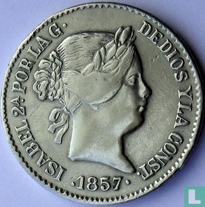 Espagne 20 reales 1857 (étoile à 6 pointes) - Image 1