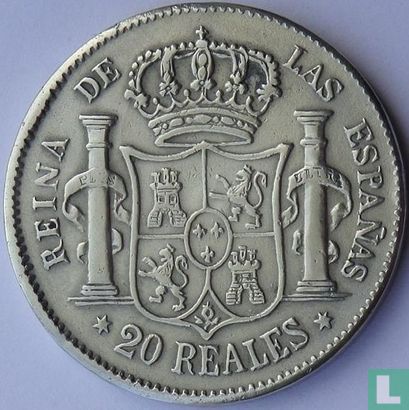 Espagne 20 reales 1857 (étoile à 6 pointes) - Image 2
