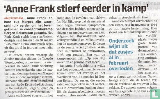 'Anne Frank stierf eerder in kamp'
