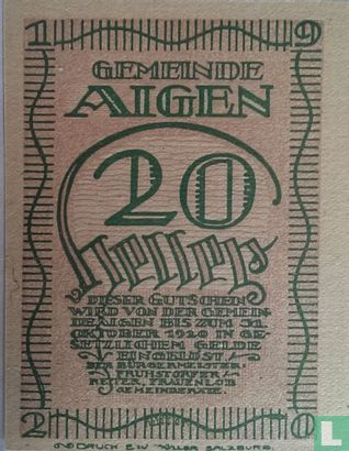 Aigen 20 Heller 1920 - Afbeelding 2