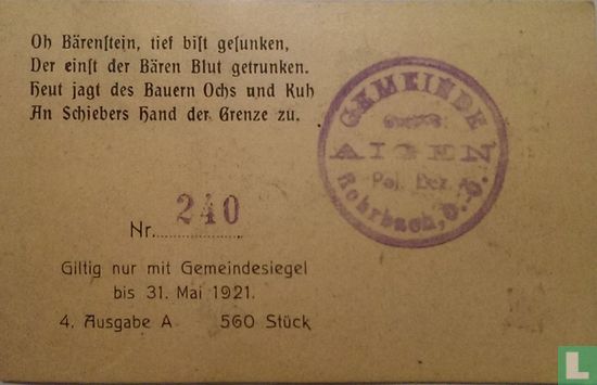 Aigen 80 Heller ND (1921) - Bild 2