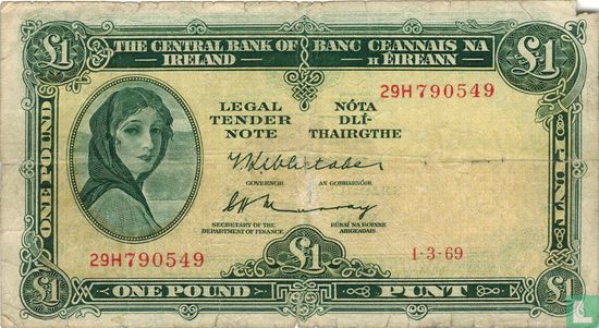 Irlande 1 livre 1969 - Image 1