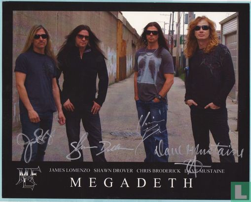 Megadeth gesigneerd, Band Signed, MFC Fan Club Photo