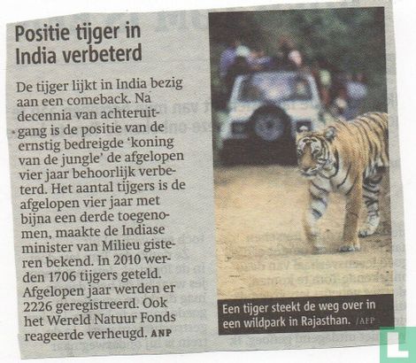 Positie tijger in India verbeterd