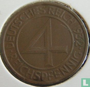 Duitse Rijk 4 reichspfennig 1932 (G) - Afbeelding 1