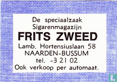 Sigarenmagazijn Frits Zweed - Ook verkoop per automaat