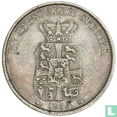 Denemarken 1 speciedaler 1833 (IC/KM) - Afbeelding 1