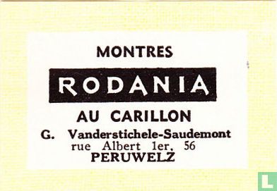 Montres Rodania - Au Carillon - G. Vanderstichele-Saudemont