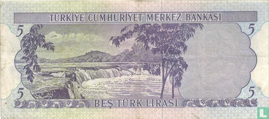 Turkey 5 Lira ND (1968/L1930) - Image 2