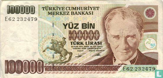 Turkije 100.000 Lira ND (1994/L1970) P205b - Afbeelding 1