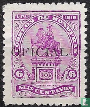 Morazan Monument, with overprint "OFICIAL"